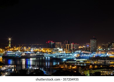 Night View Harbor / beatiful night light background.
