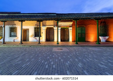 Night View Of Historic Colonial Architecture In Mompox, Colombia