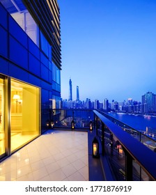 Night View Of The Huangpu River From The Balcony Of The Shanghai Luxury Hotel In Asia China