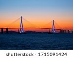 Night view of Incheon Bridge seen from Yeongjongdo Island near Jung-gu, Incheon, Korea