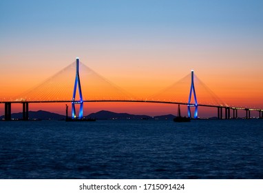 Night view of Incheon Bridge seen from Yeongjongdo Island near Jung-gu, Incheon, Korea - Powered by Shutterstock