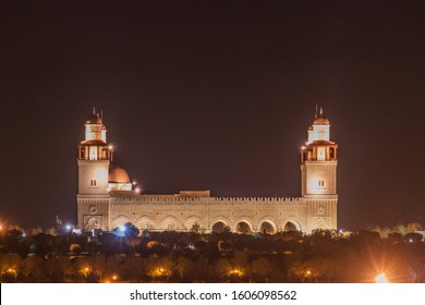 Night View Of The King Hussein Bin Talal Mosque In Amman, Jordan