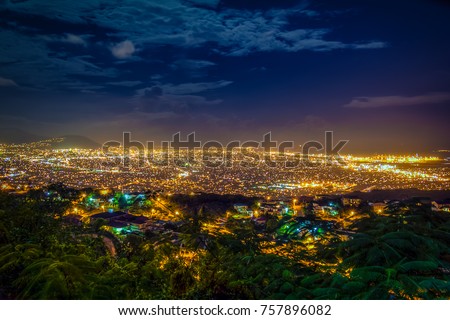 Night view of Kingston, Jamaica.