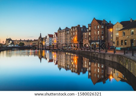 night view of leith, a port area in the north of Edinburgh, Scotland, UK