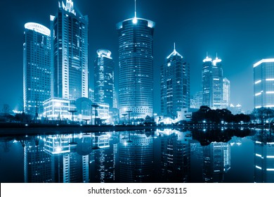 the night view of the lujiazui financial centre in shanghai china. - Powered by Shutterstock