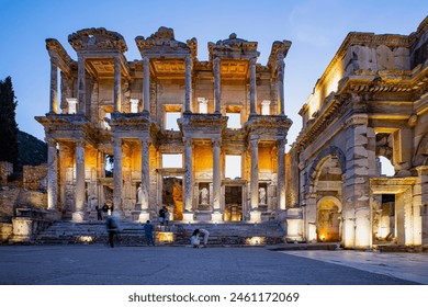 Night view of the magnificent ancient city Ephesus