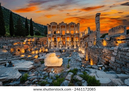 Night view of the magnificent ancient city Ephesus