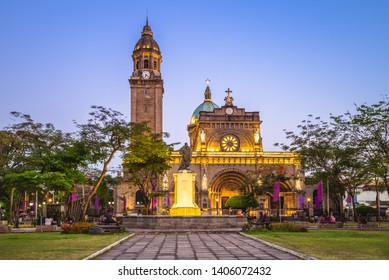 Night view of Manila Cathedral at Manila, Philippines