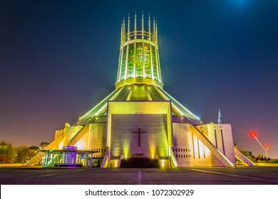 Night view of the metropolitan cathedral in Liverpool, England.
 - Powered by Shutterstock