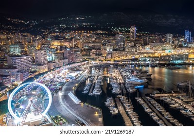Night View Of Monaco, French Riviera