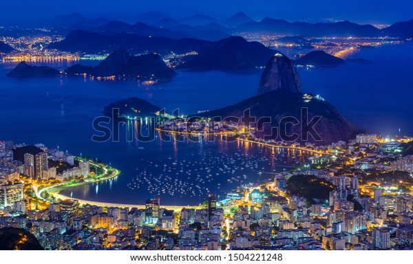 Night View Mountain Sugarloaf Botafogo Rio Stock Photo Edit Now 1504221248