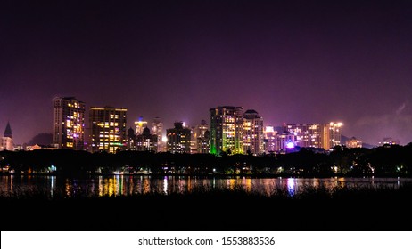 A Night View Of Mumbai Skyline