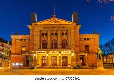 Night View National Theatre Oslo Norway Stock Photo 1467525362 ...