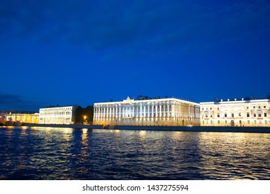 Night view of the Neva embankment St. Petersburg Russia