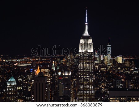 A night view of the New York City.