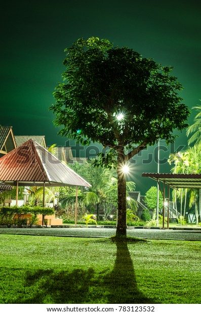 The Night View
of old building near to the Black Sand Beach at Langkawi Island.
The building was built in 1933 and still be used until today due to
its unique shape of
building.