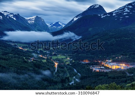 Night View On Norway Mountain Landscape
Stranda, Norway Stock photo © 