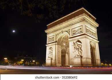 Night View On The Triumphal Arch In Paris