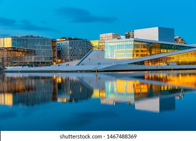 Night View Of Opera House In Oslo, Norway