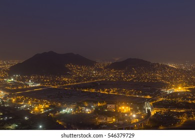 Night View Of The Peruvian Capital Lima From Cerro San Cristobal