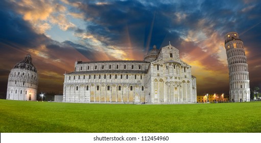 Night View Of Pisa Miracle Square, Winter Season