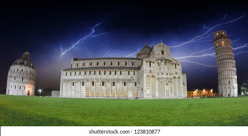 Night View Of Pisa Miracle Square, Winter Season