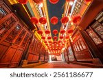 Night view of red lanterns on Jinli Pedestrian Street, Chengdu, China
