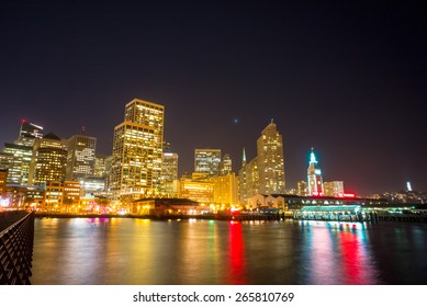 Night view of San Francisco.  Cityscape from Pier 14. Night sky. - Shutterstock ID 265810769