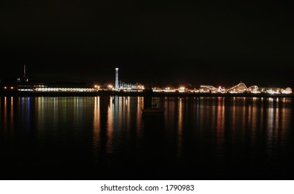 Night View Of The Santa Cruz Boardwalk