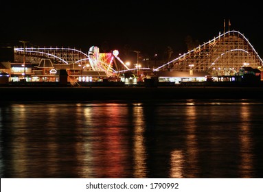 Night View Of The Santa Cruz Boardwalk