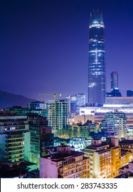 Night View Of Santiago Chile Providencia Neighborhood