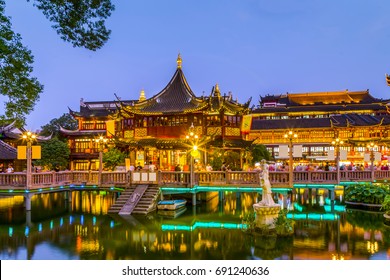 Night View Of Shanghai, Town God's Temple
