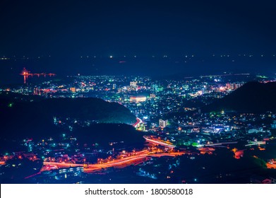 Night View Of Shimonoseki City Area Seen From The Hinoyama Park Observation Deck