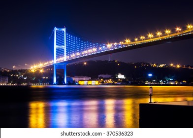 A Night View From The Side Of The Bosphorus Bridge 