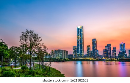 Night View Skyline Of Shenzhen Financial District

