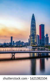 Night View Skyline Of Shenzhen Financial District

