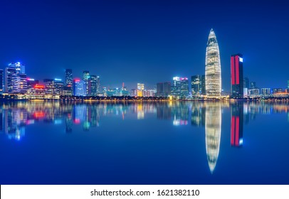 Night View Skyline Of Shenzhen Financial District

