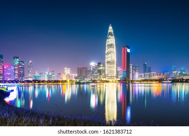 Night View Skyline Of Shenzhen Financial District


