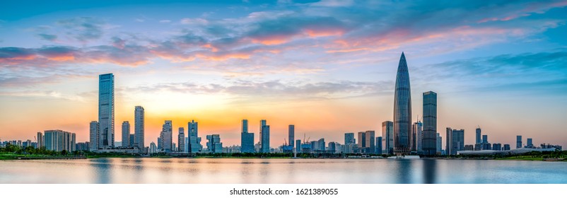 Night View Skyline Of Shenzhen Financial District


