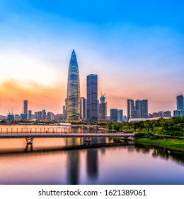 Night View Skyline Of Shenzhen Financial District


