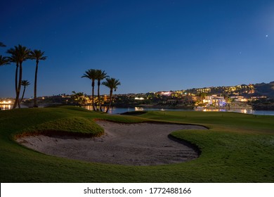 Night View Of Some Beautiful Residence House At Lake Las Vegas, Nevada