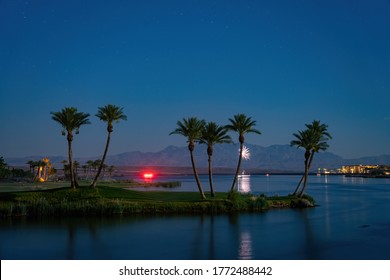 Night View Of Some Beautiful Residence House At Lake Las Vegas, Nevada