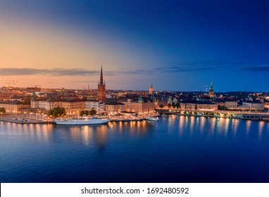 Night View Of Stockholm City Centre (Riddarholmen, Gamla Stan) 