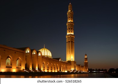 Night view of the Sultan Qaboos Grand Mosque, Muscat, Oman - Powered by Shutterstock