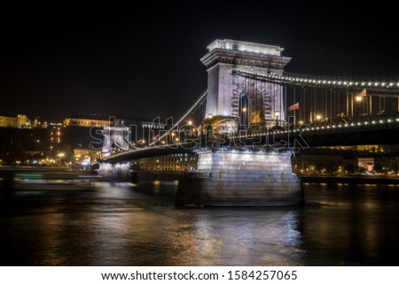 Similar – Image, Stock Photo Chain Bridge and St. Stephen´s Cathedral at night