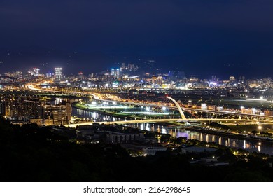 The Night View Of Taipei City Shot With Slow Shutter From The Top Of The Mountain