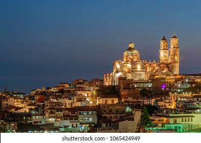 Night View Taxco City In Mexico