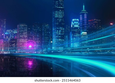 Night view of Victoria Harbor, Hong Kong - Powered by Shutterstock