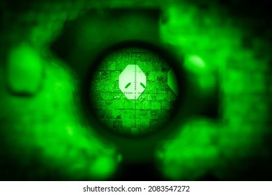 The Night Vision Scope Is Aimed At The Target.