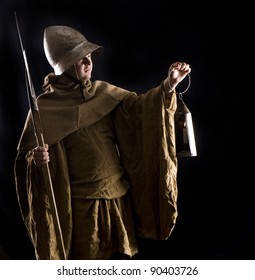 Night Watchman In A Medieval Suit